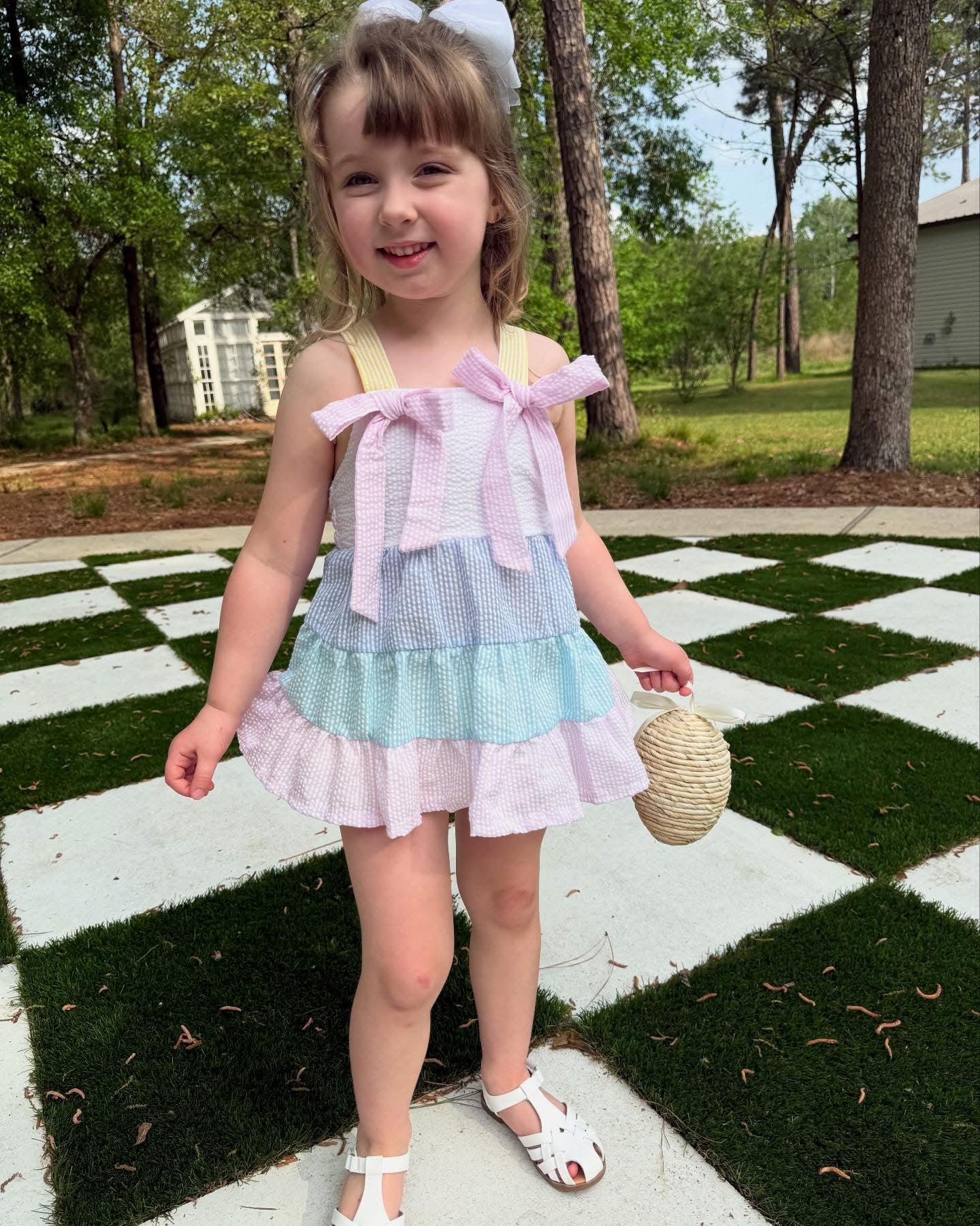 Seersucker pastel shorts set